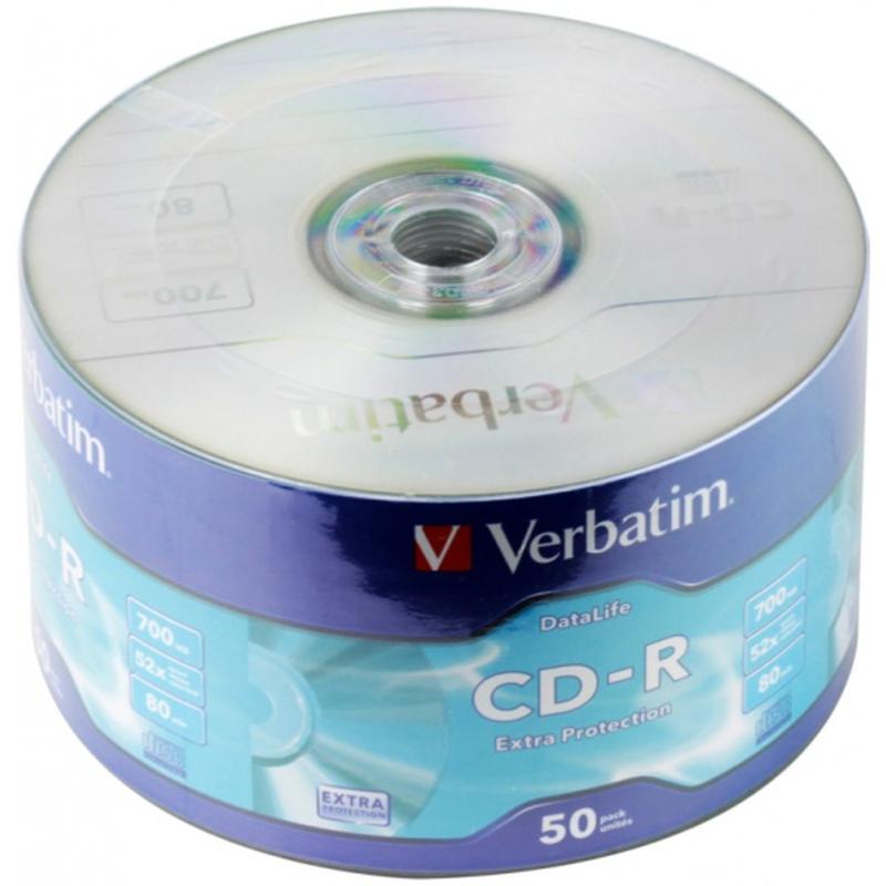  CD-R  700MB 52x, printable, 50  bulk, Verbatim